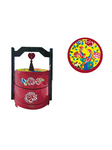 ArtsToU - 2-Tier Tiffin Carrier Phoenix Yellow/Red Large