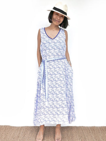 RISAIA - Dress Wien V-Neck Coral Blue