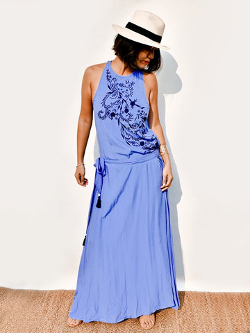 RISAIA - Dress Audrey Sky Blue (With Tassel Belt)