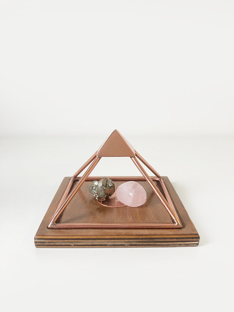 Copper PYRAMID, 8.5 Inch Solid Copper Pyramid With Sri Yantra Energy Mat,  Pyramid Room Harmonizer, Sacred Geometry Pyramid With Merkaba 