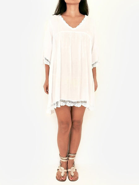 RISAIA - Dress Leher Crochet White