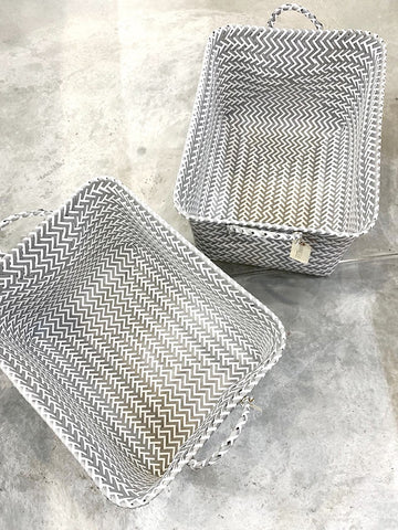 BLUEBLUESEA - Bgrey - Grey Weaved Storage Basket