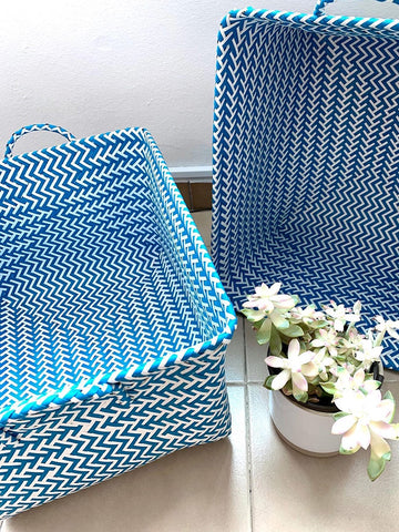 BLUEBLUESEA - Bnavy - Navy Weaved Storage Basket