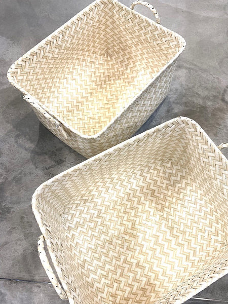 BLUEBLUESEA - Bcream - Cream Weaved Storage Basket