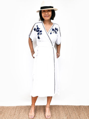 RISAIA - Vera Wrap Dress White