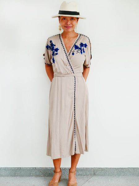 RISAIA - Vera Wrap Dress Desert