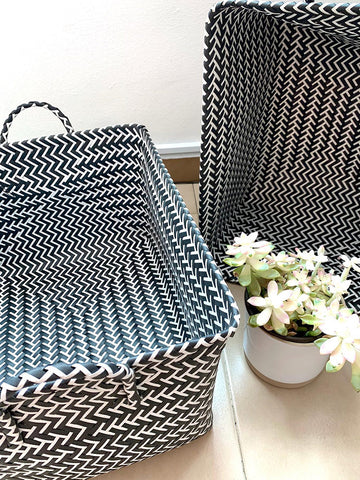 BLUEBLUESEA - Bblk - Black Weaved Storage Basket