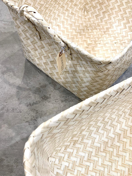 BLUEBLUESEA - Bcream - Cream Weaved Storage Basket