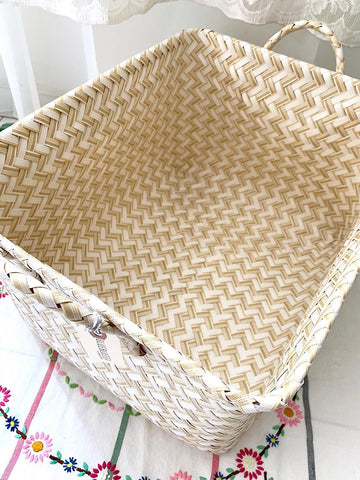 BLUEBLUESEA - Bcream - Cream Weaved Storage Basket