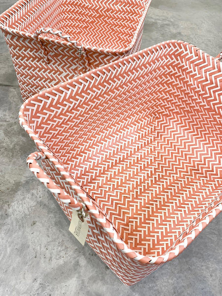 BLUEBLUESEA - Borg - Orange Weaved Storage Basket