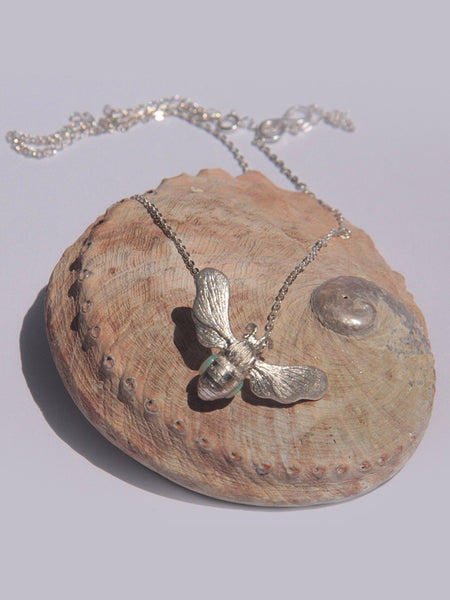 Julia Felicia - SILVER Magic of the Bee Talisman Necklace with Australian Opals (JF65MBNS)
