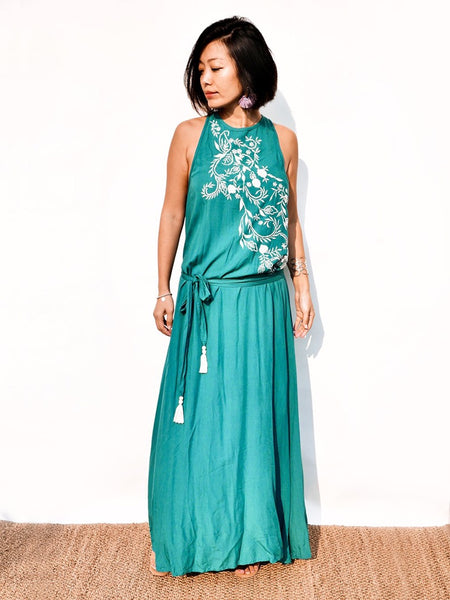 RISAIA - Dress Audrey Jade Green (With Tassel Belt)