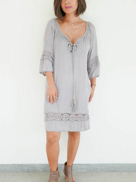 RISAIA - Dress Daisy Crochet Silver