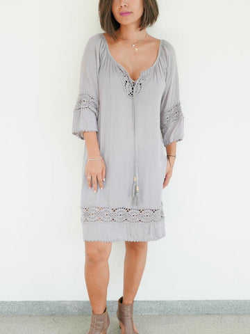 RISAIA - Dress Daisy Crochet Silver