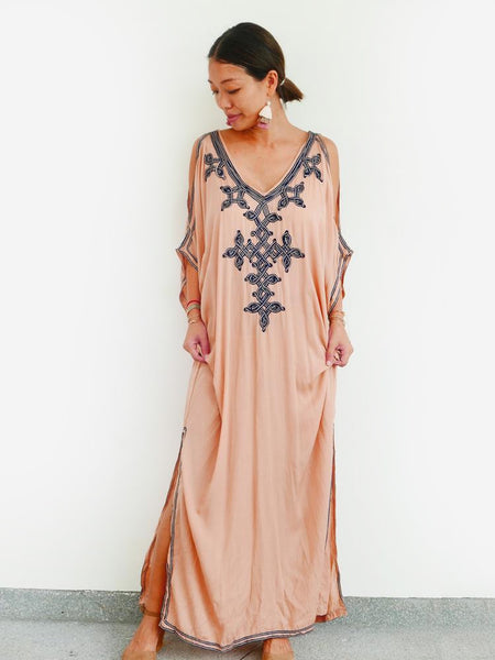 RISAIA - Dress Saffron Dusty Rose (With Tassel Belt)