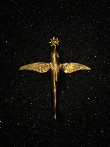 Julia Felicia - GILDED BRASS Flying Fish Power Amulet Necklace (JF65FFNGB)