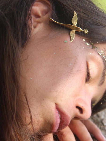 Julia Felicia - GILDED BRASS Flying Fish Power Amulet Necklace (JF65FFNGB)