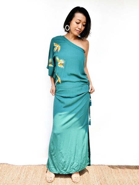 RISAIA - Dress Hera Toga Jade Green (With Tassel Belt)