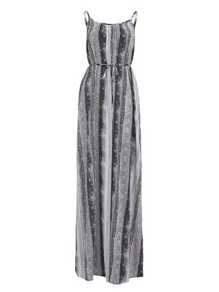 Indii Breeze - Plain Maxi Dress with belt (Aztec Black)