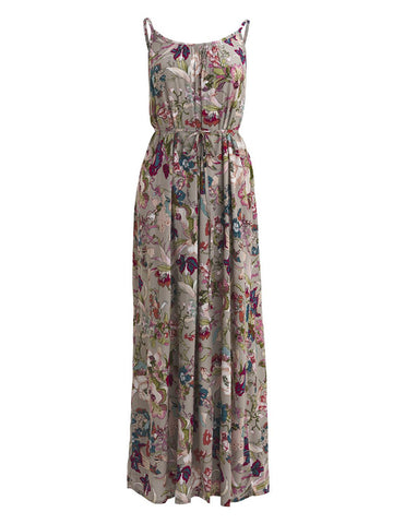 Indii Breeze - Plain Maxi Dress with belt (Oriental Grey)