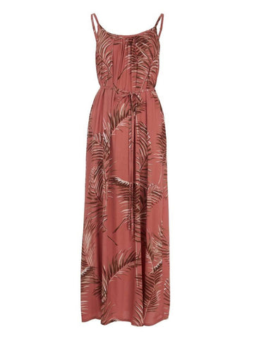 Indii Breeze - Plain Maxi Dress with belt (Pink Fern)