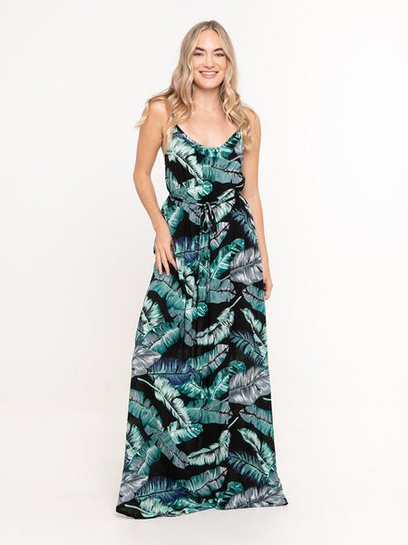 Indii Breeze - Plain Maxi Dress with belt (Pink Fern)