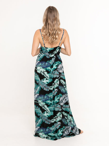 Indii Breeze - Plain Maxi Dress with belt (Pink Fern)