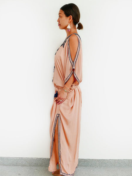 RISAIA - Dress Saffron Dusty Rose (With Tassel Belt)