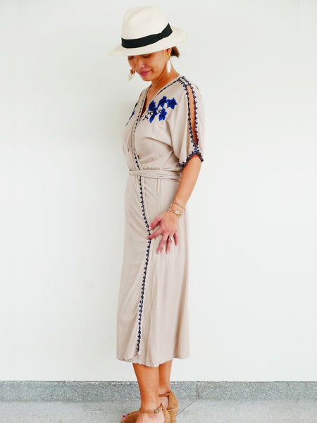 RISAIA - Vera Wrap Dress Desert