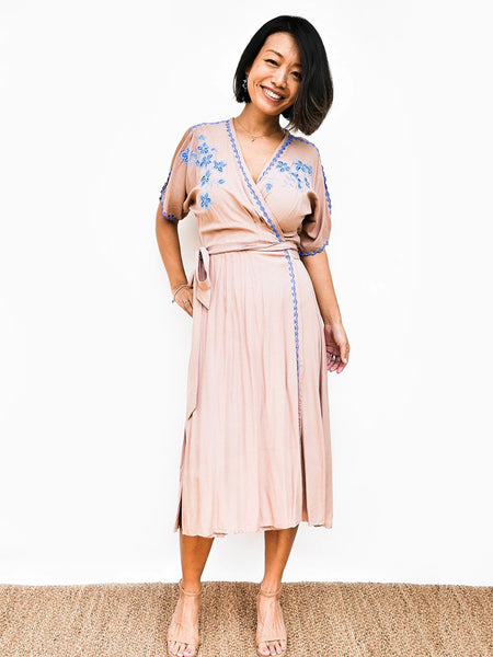 RISAIA - Vera Wrap Dress Dusty Rose