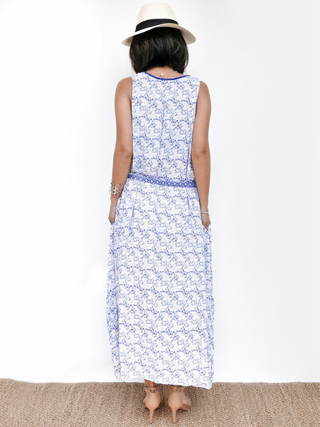 RISAIA - Dress Wien V-Neck Coral Blue